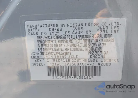 2023 Nissan Kicks Sr Xtronic Cvt из США, поврежденный, VIN 3N1CP5DVXPL521819